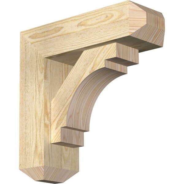 Ekena Millwork Merced Craftsman Rough Sawn Bracket w/ Offset Brace, Douglas Fir, 6"W x 18"D x 18"H BKT0604X18X18MRC04RDF - main